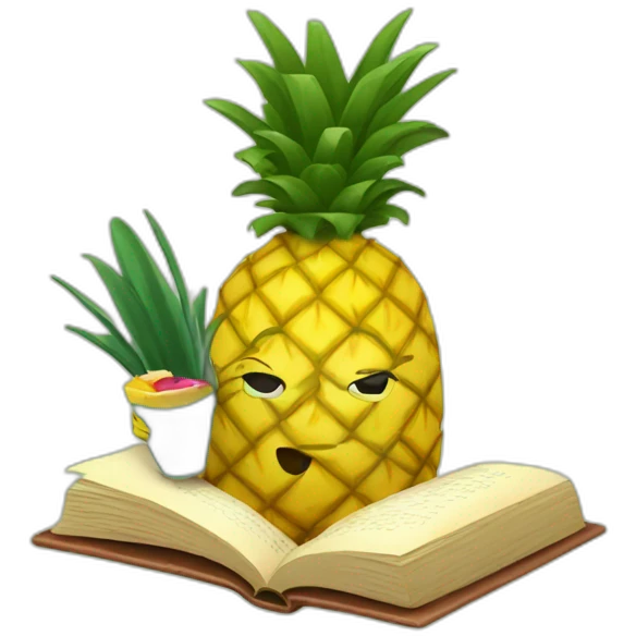 A pineapple reading a book emoji