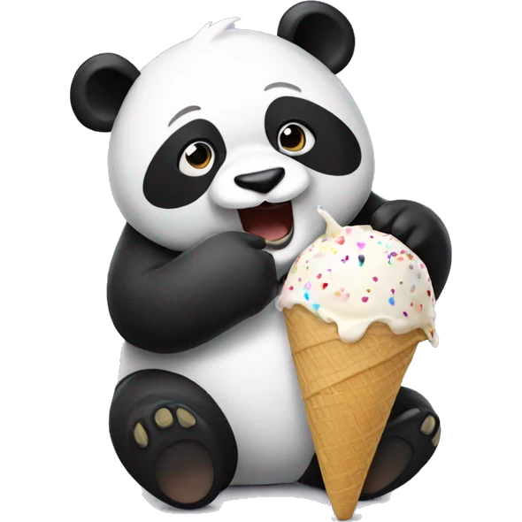 Panda eating ice cream emoji