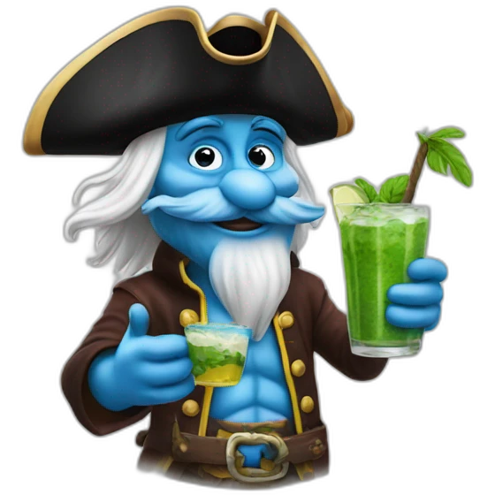 pirate Papa Smurf drinking mojito emoji