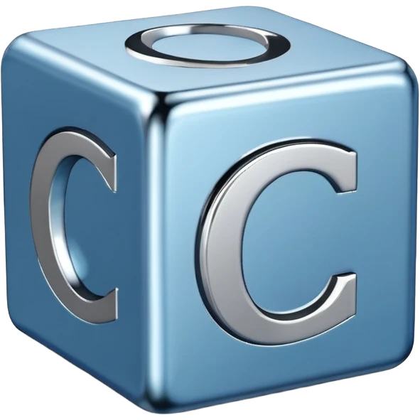 3D cube with letter C on it emoji