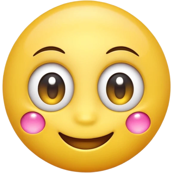 A cute smiling yellow emoji with big sparkling eyes, cartoon style, 3D, bright colors, high detail emoji