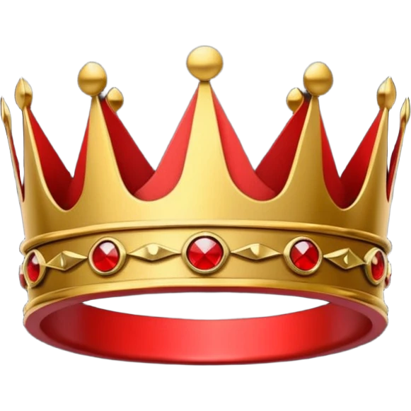 sleek minimalist crown icon, black and red, sharp edges, serpent coiled around crown, clean lines, high contrast, flat design, emoji style emoji