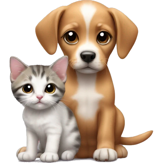 Tiny dog and baby kitten  emoji