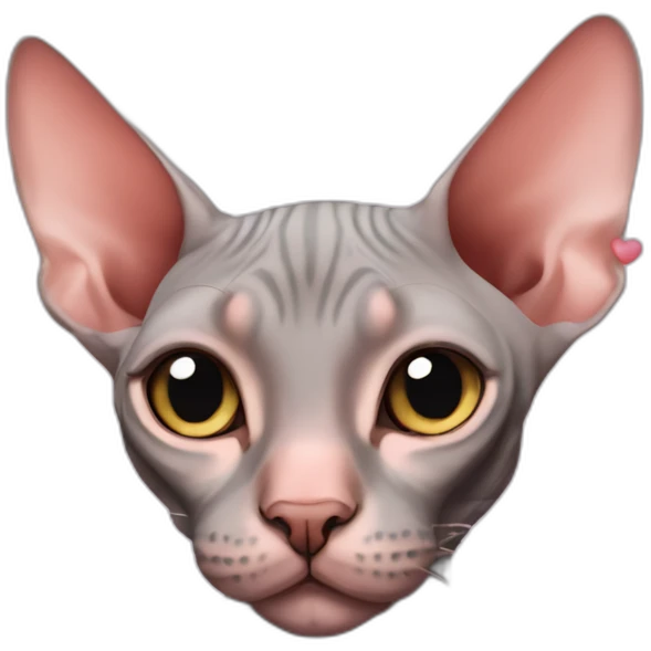 sphynx cat with hearts floating around emoji