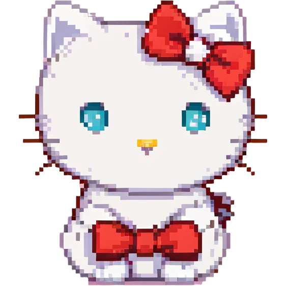 Hello Kitty face close-up, white cat, red bow, pink background emoji