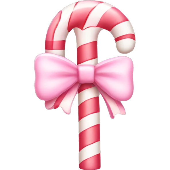 Light pink candy cane with bow emoji