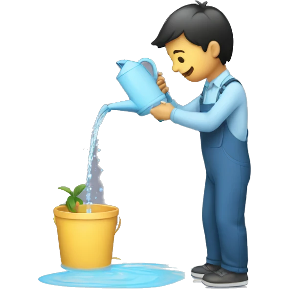 Person watering the alphabet emoji