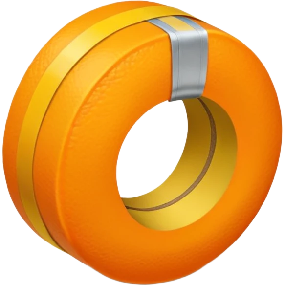 generate an orange with a yellow tailors tape wrapped the center emoji