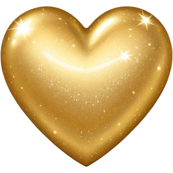 Change the glittery silver color heart with a subtle gradient and no border to a glittery gold color heart with a subtle gradient and no border. Keep the background transparent. Maintain the style and subtle gradient effect of the original heart. emoji
