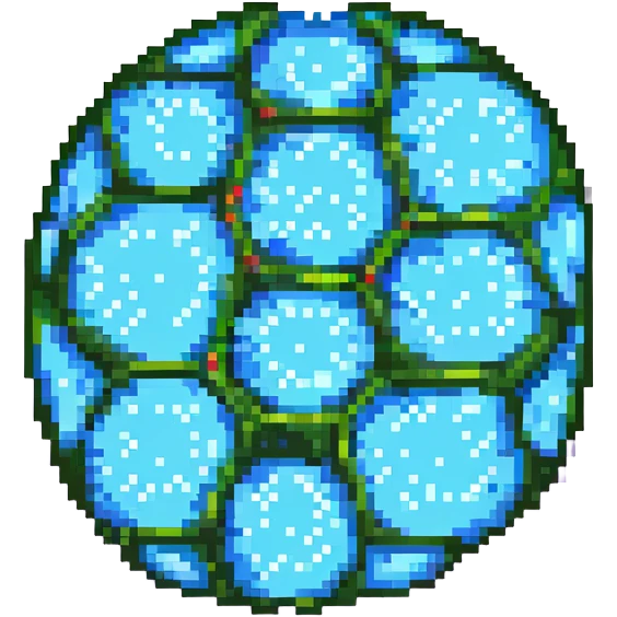 stylized biomembrane, double phospholipid layer with embedded proteins, pixel art style emoji
