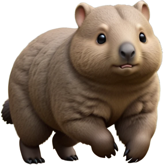 cinematic-wombat-realistic-full-body-waddling-emoji,-stout-muscular-frame-covered-in-coarse-brown-fur,-short-powerful-legs-trotting-determinedly-through-bushland,-round-dark-eyes-filled-with-calm-confidence,-tiny-rounded-ears-twitching-slightly,-strong-digging-claws-visible-on-sturdy-paws,-simplified-yet-realistic-focused-features,-highly-detailed,-glowing-with-a-subtle-earthy-glow emoji