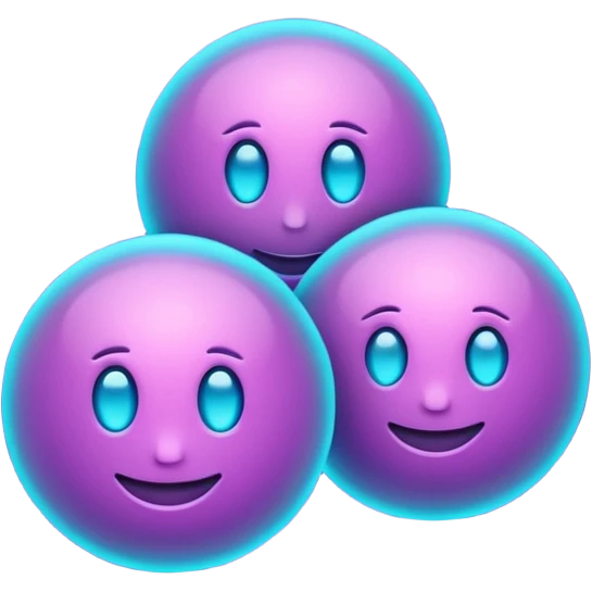 emoji icon of three glowing orbs connected by light beams forming unity, neon purple and cyan lights, dark futuristic background, 1:1

 emoji