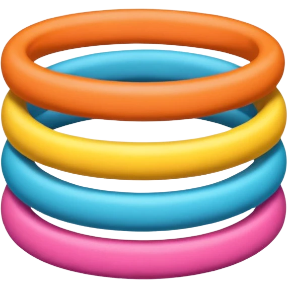 hair tie for tying hair，colourful，三根叠在一起，交错着叠 emoji