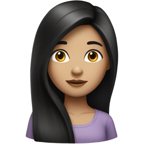 a girl white with hair long and black  emoji