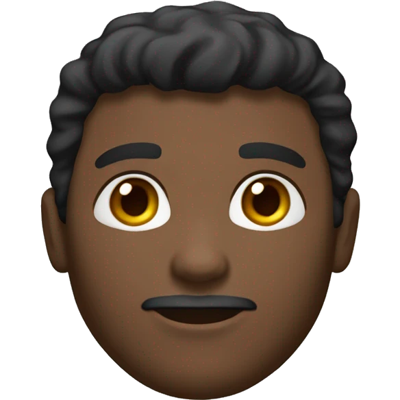 A male face emoji with medium-dark skin tone. Features include short, curly black hair with a fade , a short groomed beard . The face should have rounded cheeks, a defined jawline. and deep-set eyes.  emoji
