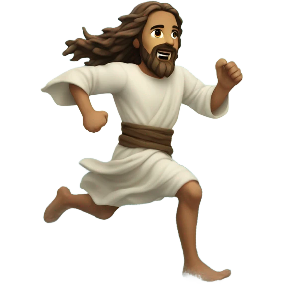 Jesus running on the ocean emoji