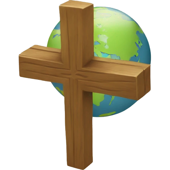 a cross with the globe symbolizing spreading the gospel emoji