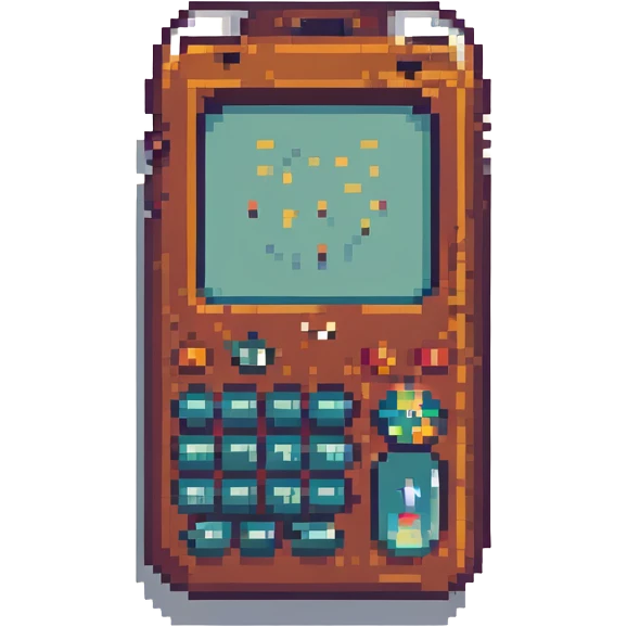 an iPhone smartphone, pixel art style, retro look emoji