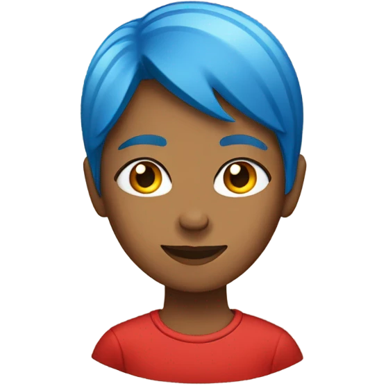 a woman with blue hair in red tshirt emoji