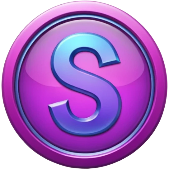 Create a custom emoji badge featuring a stylized, glossy letter “S”. Design it in the Master rank style from League of Legends. Use purple-magenta metallics, sharp edges, and a powerful elite aura.
 emoji