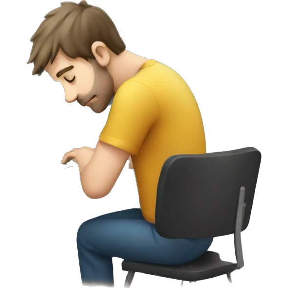 depressed man editing on a laptop emoji