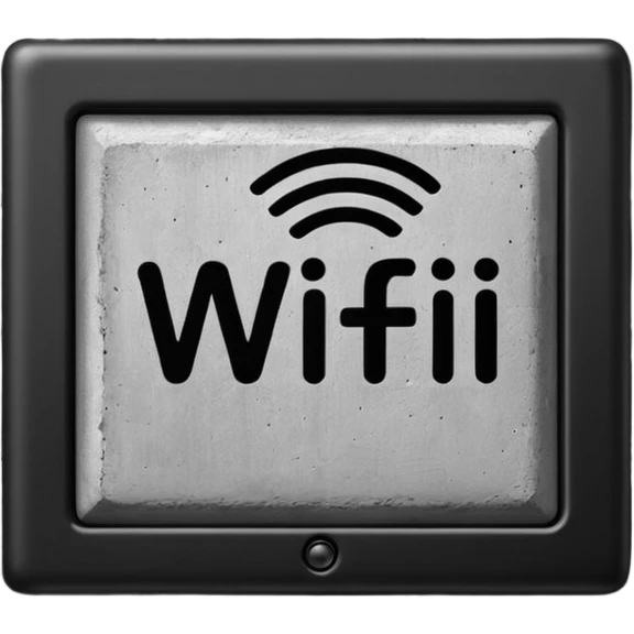 A Block saying "wifi" lying on a street in a quiet village emoji