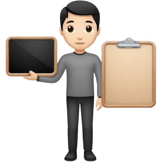 Minimalistic flat vector icon, iOS style, thin black contour on white background. Person silhouette with a project board (kanban/task board) behind. No text, no shadows.
 emoji