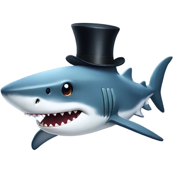Shark with a top hat emoji