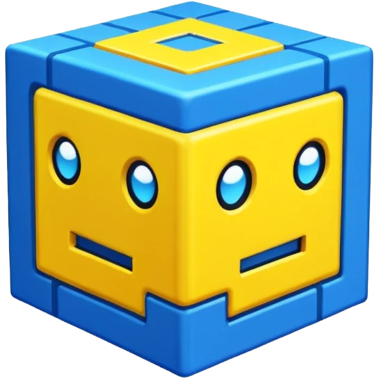 A basic geometry dash cube with default colors with no background emoji
