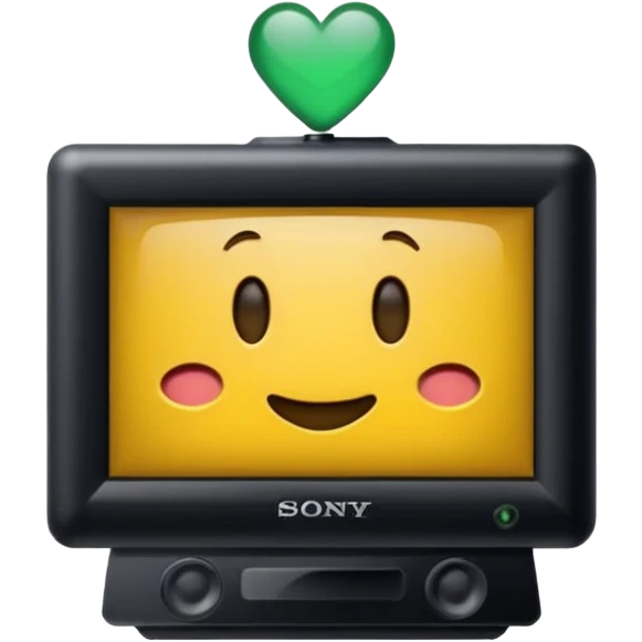 старый черный телевизор Sony с ярко зеленым пиксельным экраном emoji