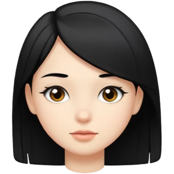 Girl with straight black hair turned sideways emoji
