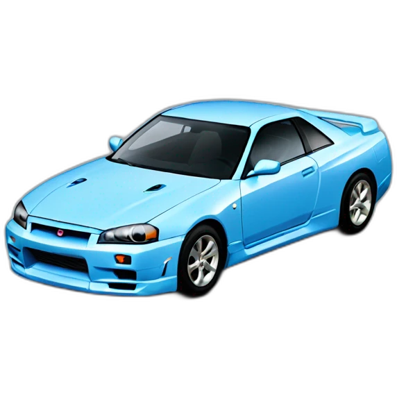 light blue 2005 Nissan Skyline emoji