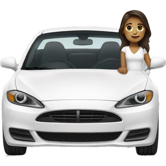 Brunette girl in white car emoji