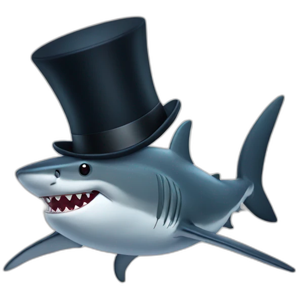 Shark with a top hat emoji