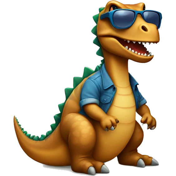 Dinosaurus with sunglasses and sitting emoji