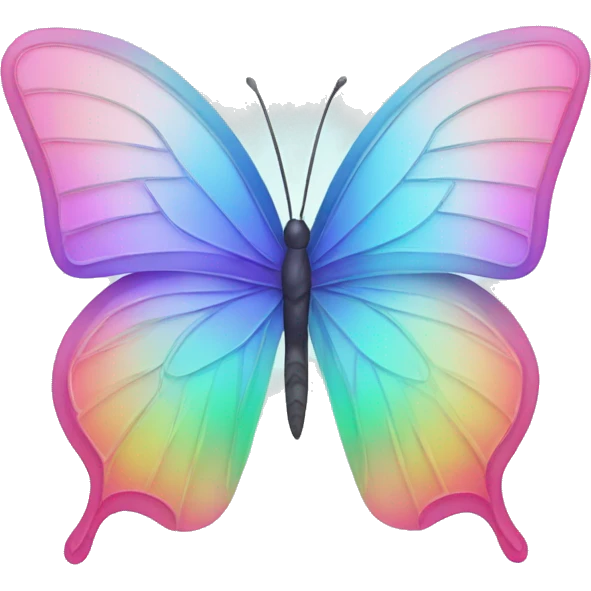 Pastel rainbow-gradient crystal butterfly emoji