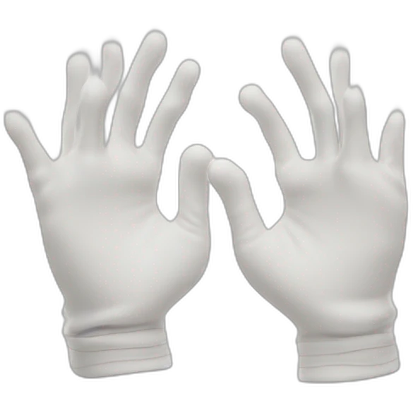 Deux gants blancs souriants, il y a un dessin mystérieux maçonnique de deux équerres inversées.  emoji