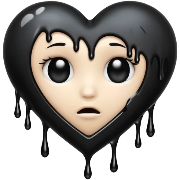 emo heart with a single black tear emoji