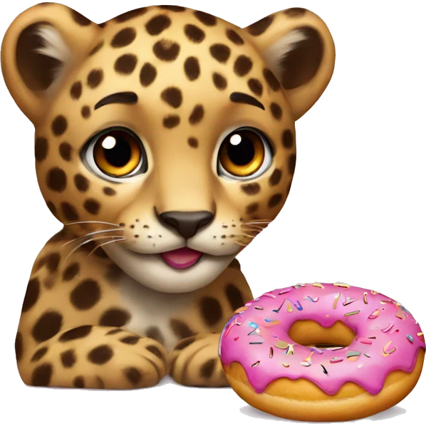 Leopard cub and a donut emoji