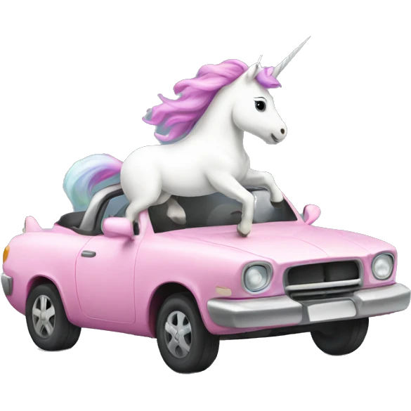 Unicorn riding car emoji