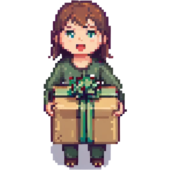 pixel art shocked person with package, simple pixel graphics, clear facial expression emoji