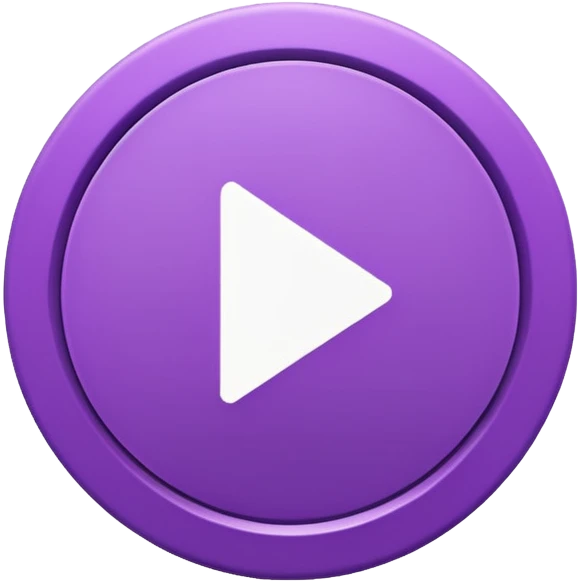 A solid purple circle and a solid white play button no borders emoji