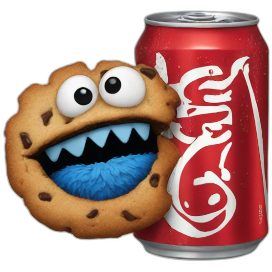 Cookie Monster with a Coca Cola  emoji