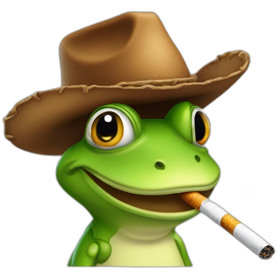 Grenouille avec un chapeau de cow-boy qui fume une cigarette  emoji