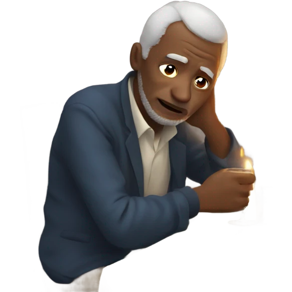 Very sad 60 yo man celebrating new year emoji