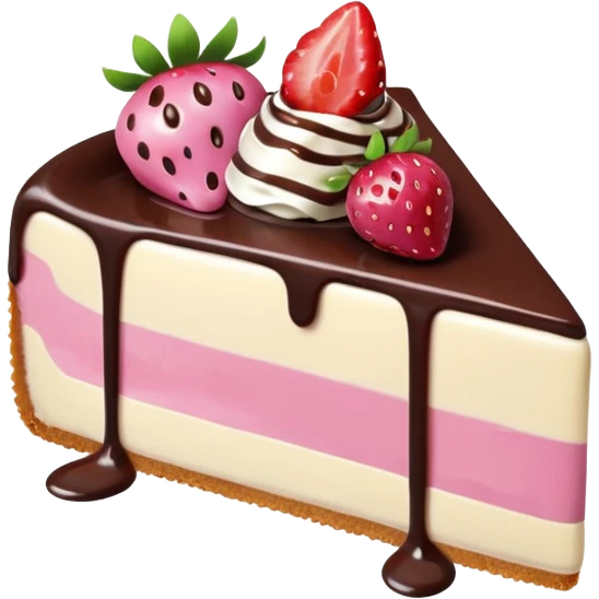 Pink Strawberry Cheesecake With Chocolate Syrup  emoji