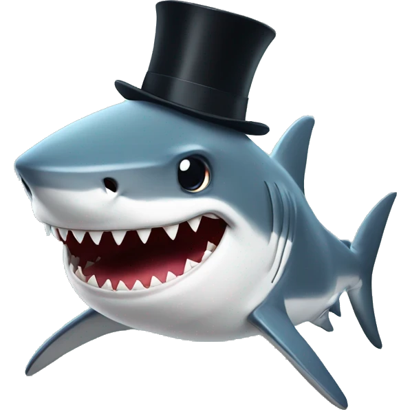 Shark with a top hat emoji