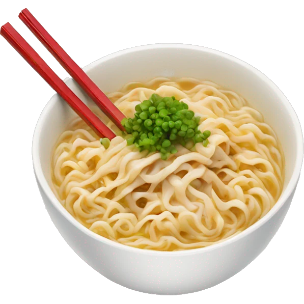 White bowl of ramen with red chopsticks  emoji
