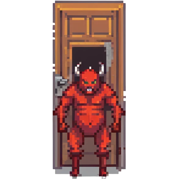 devil guy with a door for a torso and metal limbs taking a big ass fart
 emoji