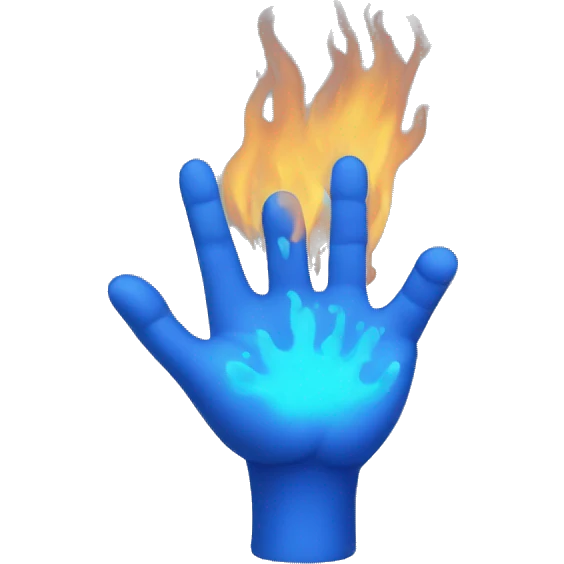 hand covered in blue fire emoji